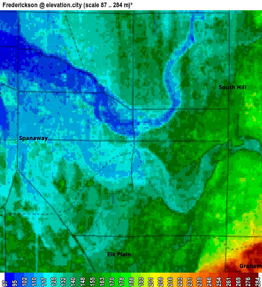 Zoom OUT 2x Frederickson, United States elevation map