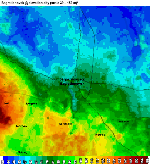 Zoom OUT 2x Bagrationovsk, Russia elevation map