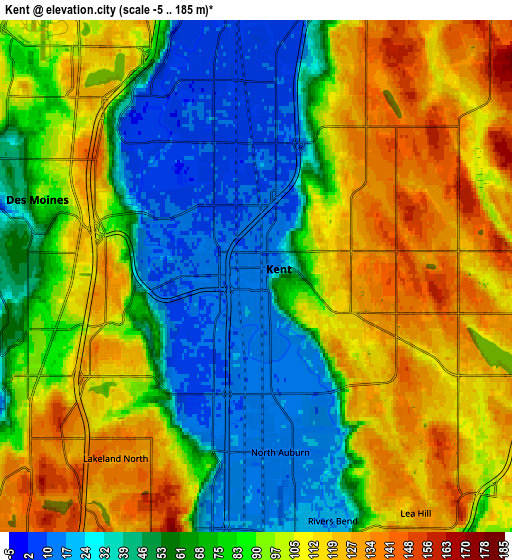 Zoom OUT 2x Kent, United States elevation map