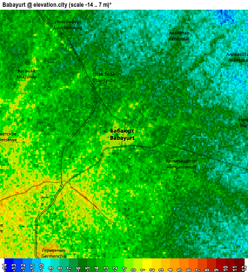 Zoom OUT 2x Babayurt, Russia elevation map