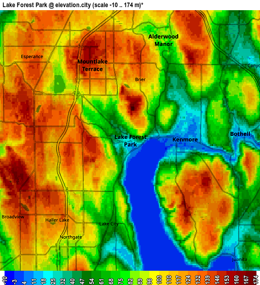 Zoom OUT 2x Lake Forest Park, United States elevation map