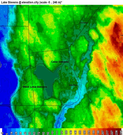 Zoom OUT 2x Lake Stevens, United States elevation map