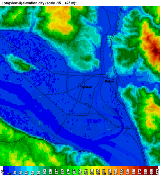 Zoom OUT 2x Longview, United States elevation map