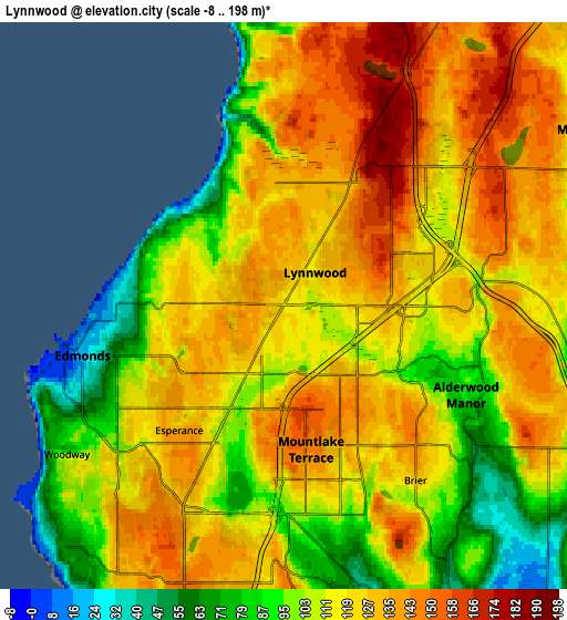 Zoom OUT 2x Lynnwood, United States elevation map