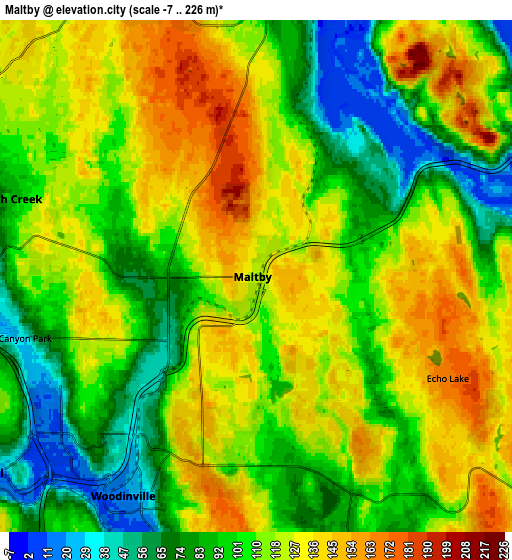 Zoom OUT 2x Maltby, United States elevation map