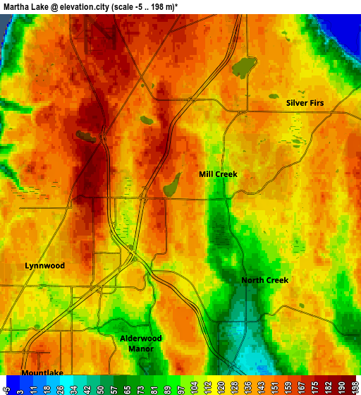 Zoom OUT 2x Martha Lake, United States elevation map