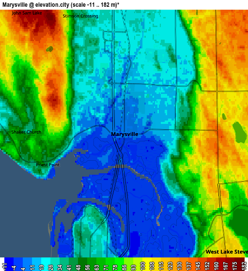 Zoom OUT 2x Marysville, United States elevation map