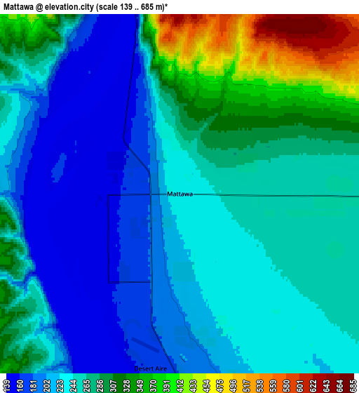 Zoom OUT 2x Mattawa, United States elevation map