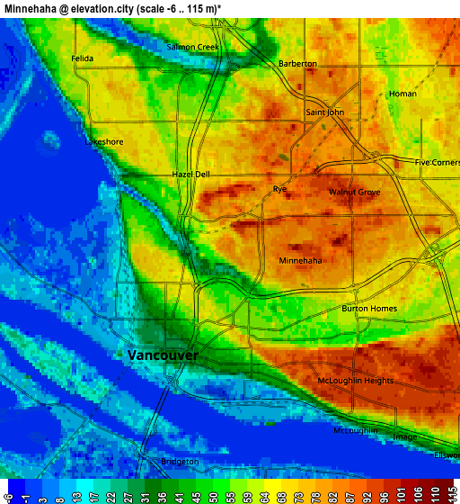 Zoom OUT 2x Minnehaha, United States elevation map