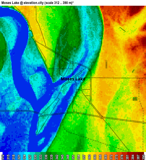 Zoom OUT 2x Moses Lake, United States elevation map