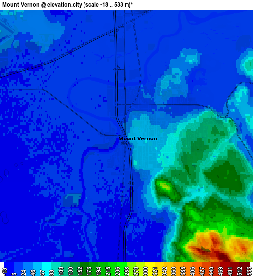 Zoom OUT 2x Mount Vernon, United States elevation map