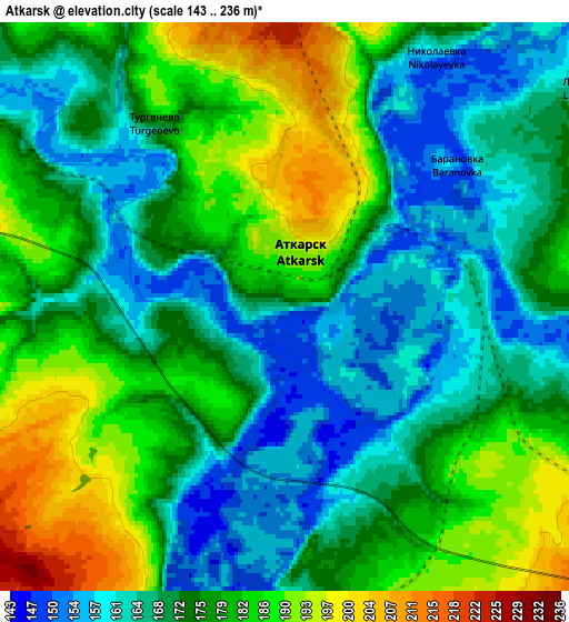 Zoom OUT 2x Atkarsk, Russia elevation map