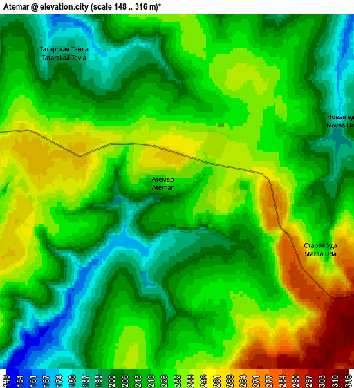 Zoom OUT 2x Atemar, Russia elevation map