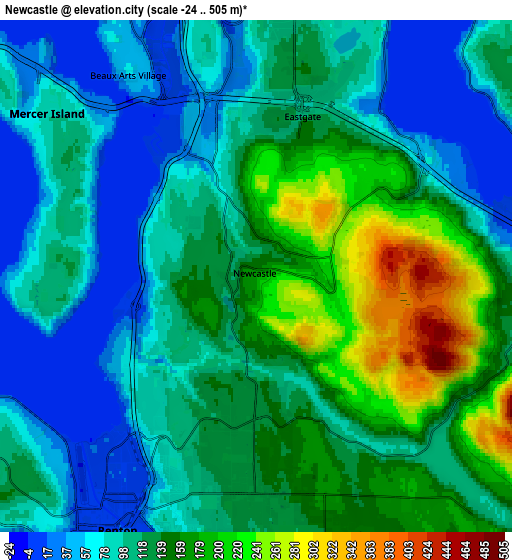 Zoom OUT 2x Newcastle, United States elevation map