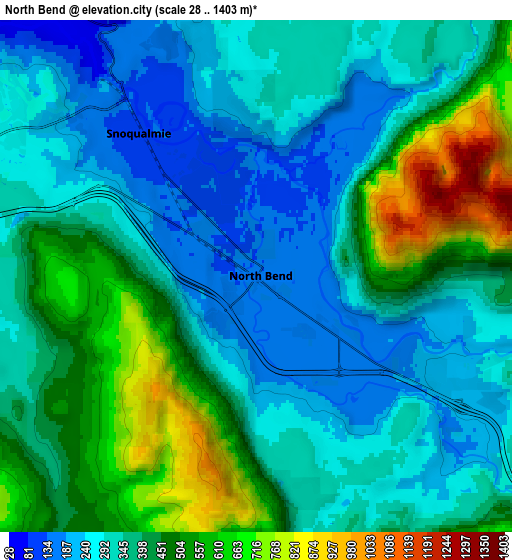 Zoom OUT 2x North Bend, United States elevation map