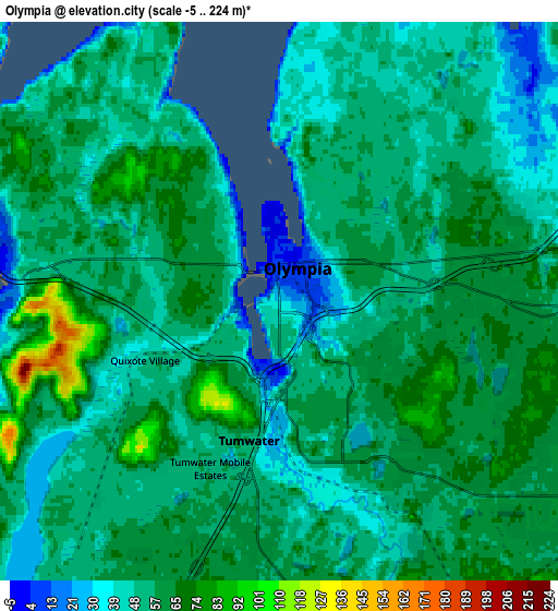 Zoom OUT 2x Olympia, United States elevation map