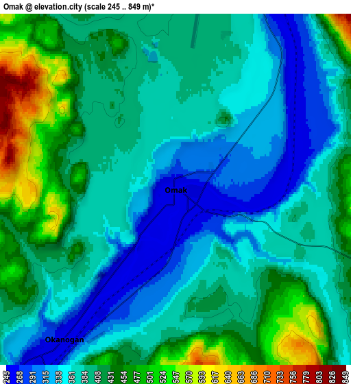 Zoom OUT 2x Omak, United States elevation map