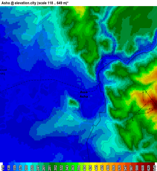 Zoom OUT 2x Asha, Russia elevation map