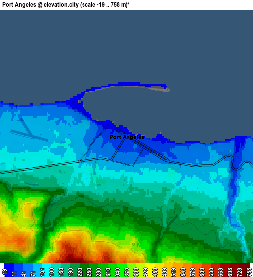 Zoom OUT 2x Port Angeles, United States elevation map