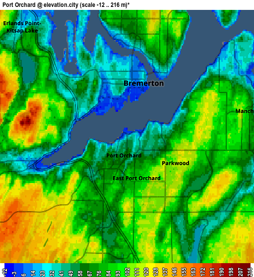 Zoom OUT 2x Port Orchard, United States elevation map