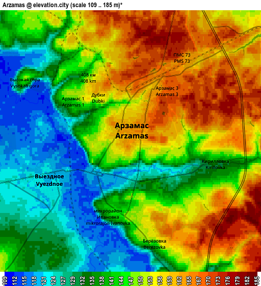 Zoom OUT 2x Arzamas, Russia elevation map