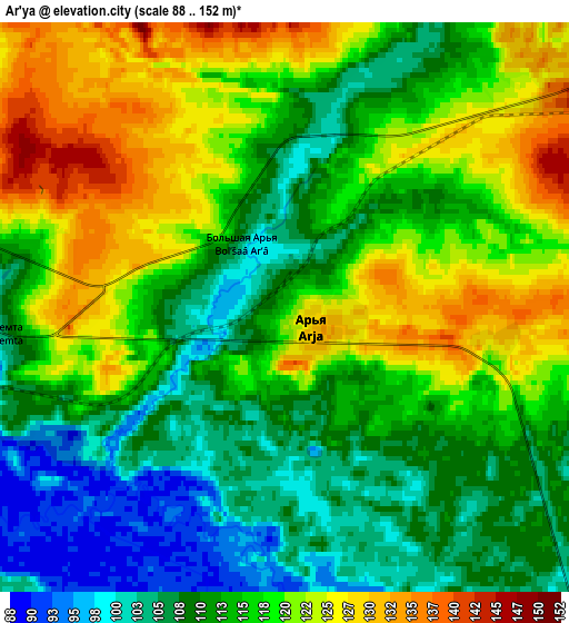 Zoom OUT 2x Ar’ya, Russia elevation map