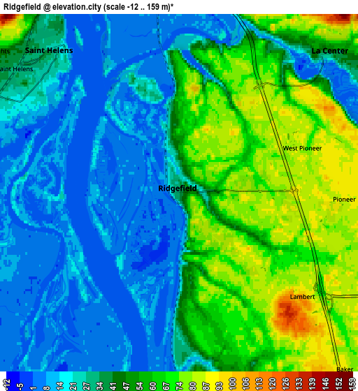 Zoom OUT 2x Ridgefield, United States elevation map