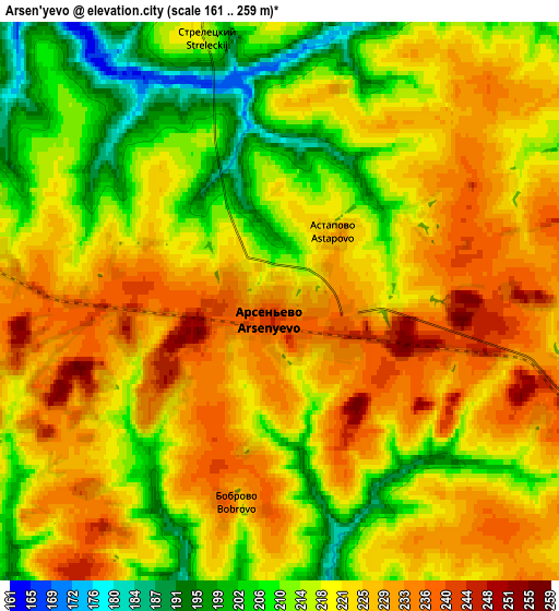 Zoom OUT 2x Arsen’yevo, Russia elevation map