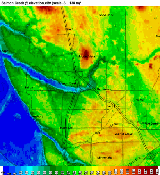 Zoom OUT 2x Salmon Creek, United States elevation map