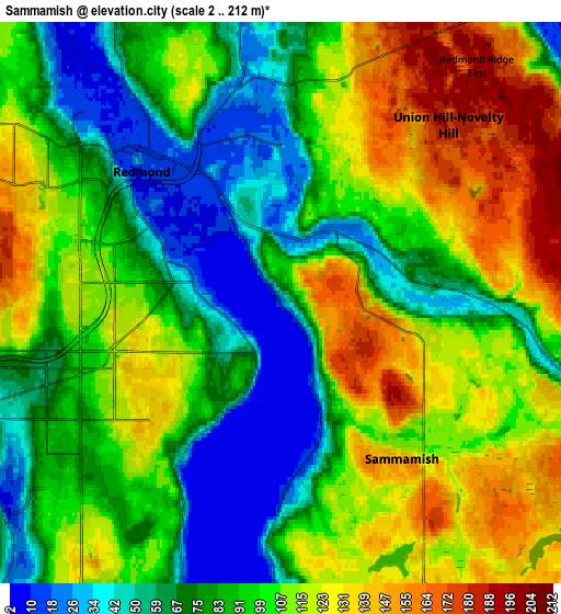 Zoom OUT 2x Sammamish, United States elevation map