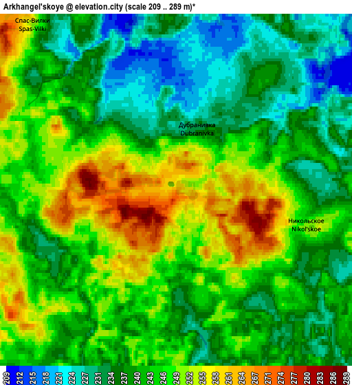 Zoom OUT 2x Arkhangel’skoye, Russia elevation map