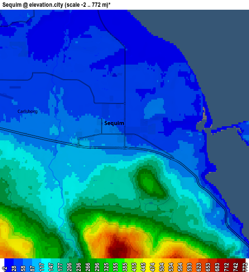 Zoom OUT 2x Sequim, United States elevation map