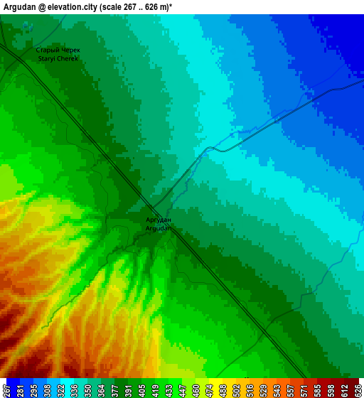 Zoom OUT 2x Argudan, Russia elevation map