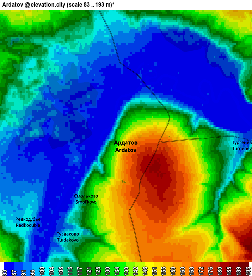 Zoom OUT 2x Ardatov, Russia elevation map