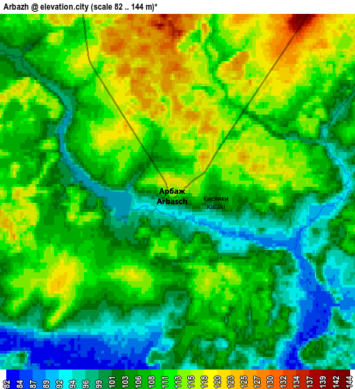 Zoom OUT 2x Arbazh, Russia elevation map