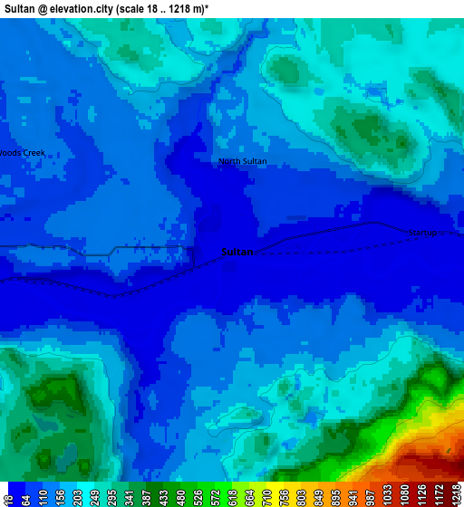 Zoom OUT 2x Sultan, United States elevation map