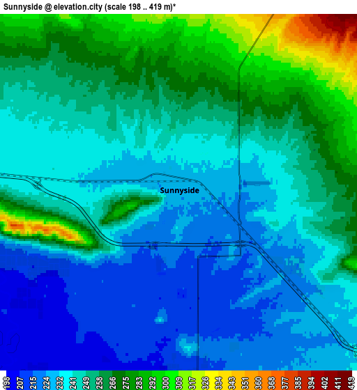 Zoom OUT 2x Sunnyside, United States elevation map