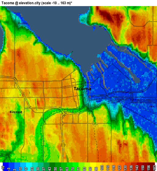 Zoom OUT 2x Tacoma, United States elevation map