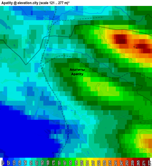 Zoom OUT 2x Apatity, Russia elevation map