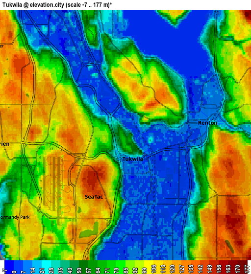 Zoom OUT 2x Tukwila, United States elevation map