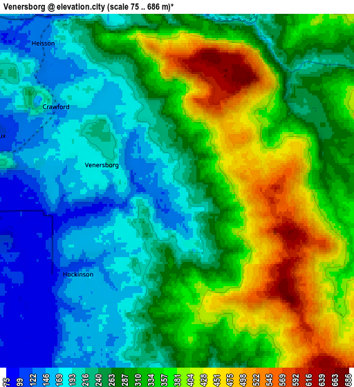 Zoom OUT 2x Venersborg, United States elevation map