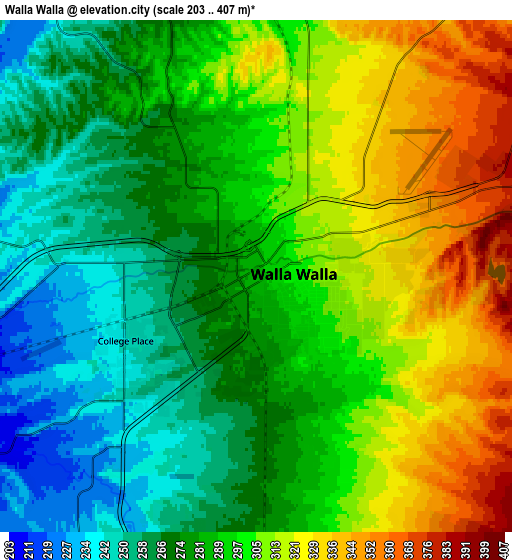 Zoom OUT 2x Walla Walla, United States elevation map