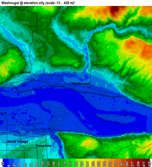 Zoom OUT 2x Washougal, United States elevation map