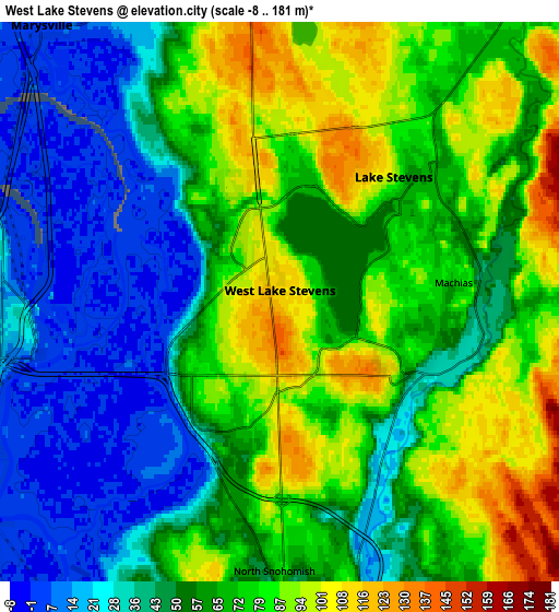 Zoom OUT 2x West Lake Stevens, United States elevation map