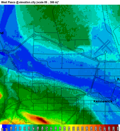 Zoom OUT 2x West Pasco, United States elevation map