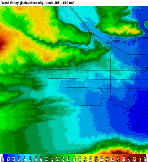 Zoom OUT 2x West Valley, United States elevation map