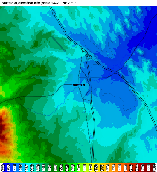 Zoom OUT 2x Buffalo, United States elevation map