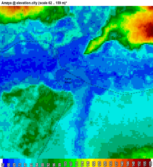 Zoom OUT 2x Amzya, Russia elevation map