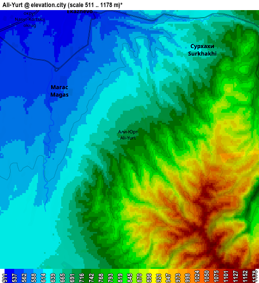 Zoom OUT 2x Ali-Yurt, Russia elevation map