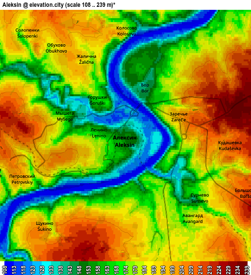 Zoom OUT 2x Aleksin, Russia elevation map